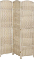 HOMCOM 3 Panel Room Divider 6 Ft Privacy Screen Hand-Woven Washed Oak