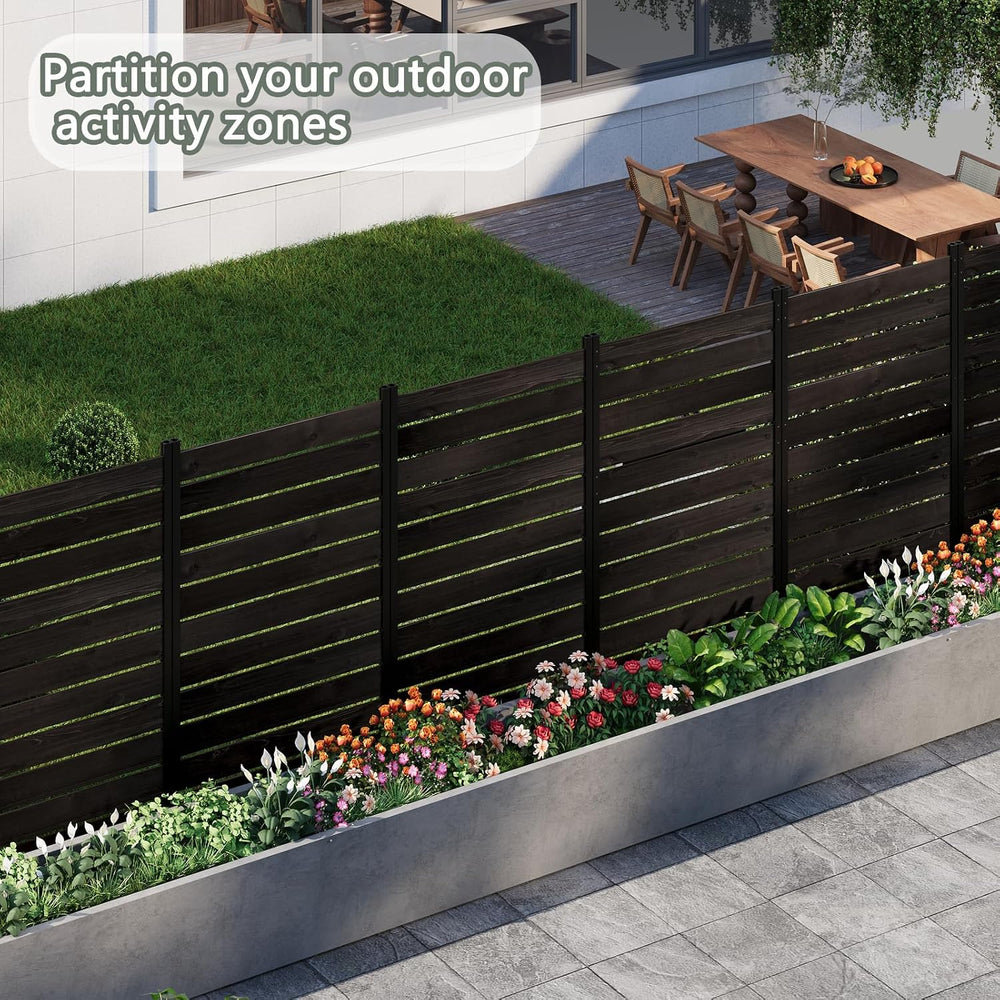 Privacy Screen Fence, No-Dig Wooden Patio Fence 5ftH×3.2ftW