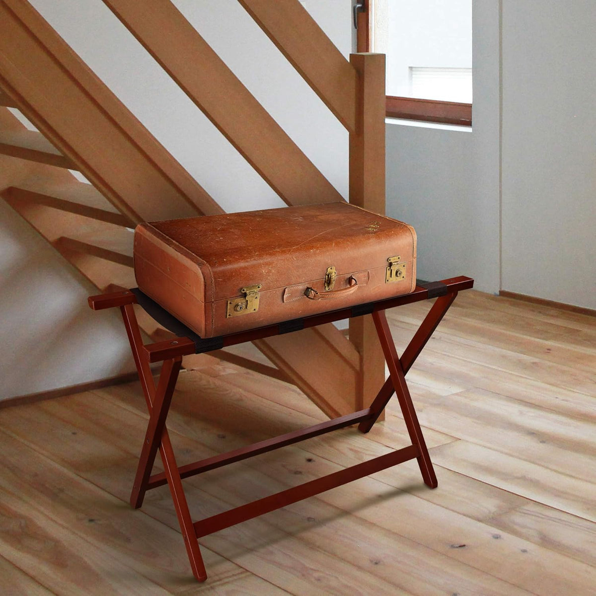 Heavy Duty 30" Extra Wide Luggage Rack - Walnut
