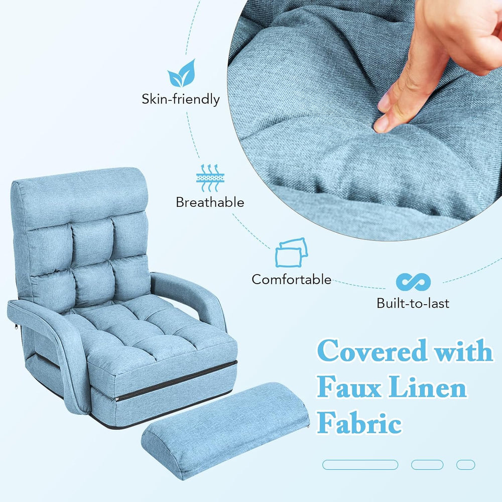 KOMFOTT Foldable Floor Lazy Sofa Chair, Indoor Chaise Lounge Chair with 6 Pos...