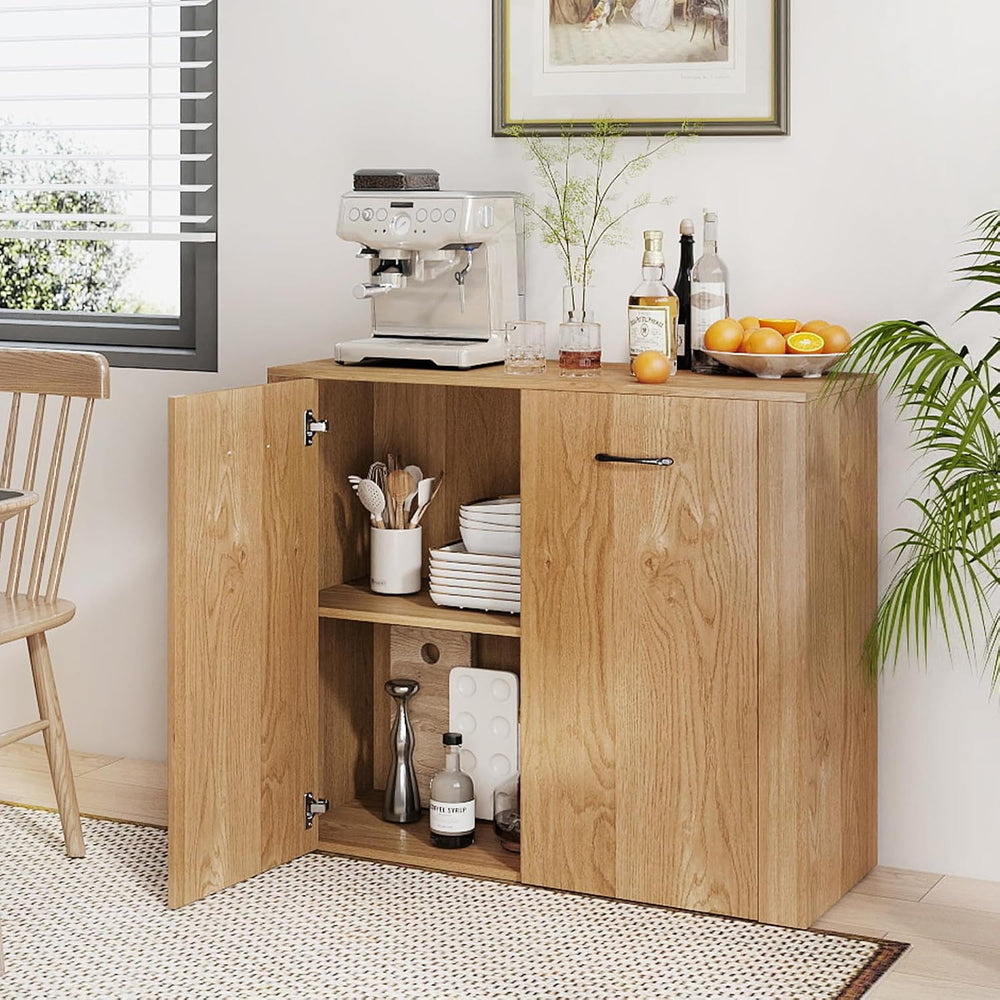 GIANTEX 38" Sideboard Cabinet with 2 Doors & 4 Shelves, Credenza, Na...
