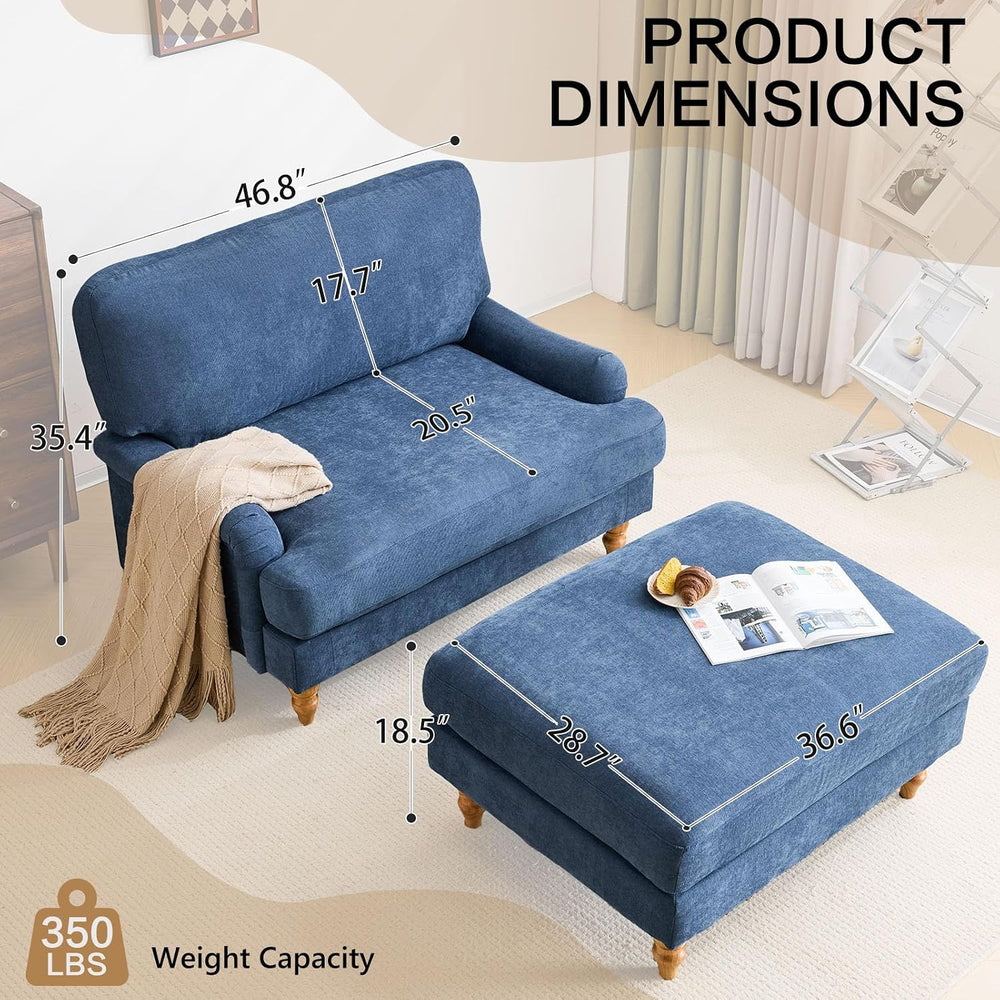 Bezseller 46" W Oversized Chair Indoor with Ottoman (Blue)