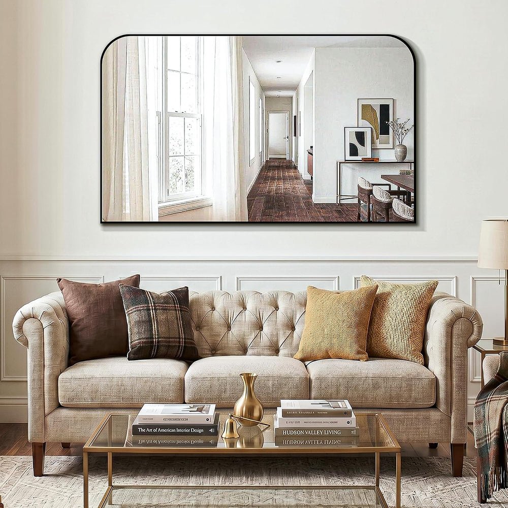 Black Bathroom Vanity Mirror 50x30 Inch, Metal Framed