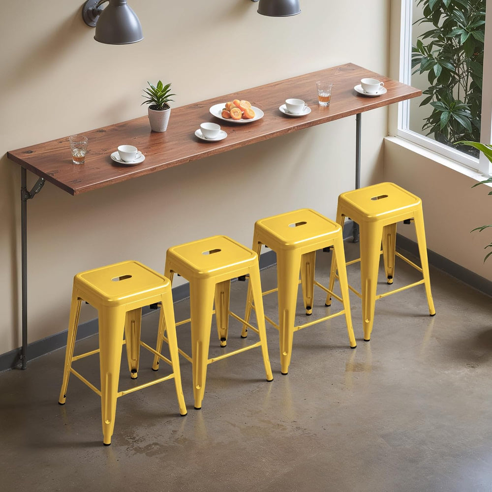 Furmax 24 Inch Metal Bar Stools Set of 4, Counter Height Bar Stools Height Hi...