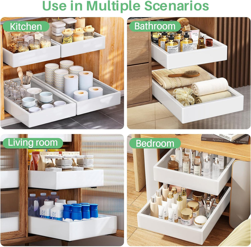 Pull out Cabinet Organizer, 21"Deep, Heavy Duty Full-Extension Slide out...
