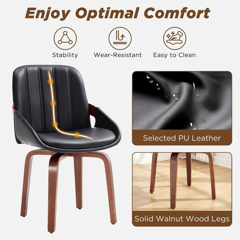 Swivel Dining Chairs Set of 6, Black Leather Dining Room Chairs