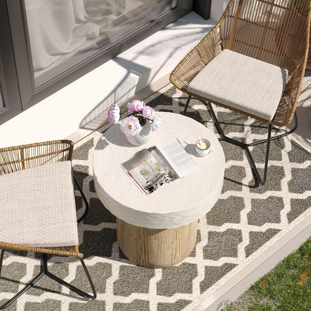 SUNBURY Outdoor Concrete Coffee Table, 20" W Patio Dining Table Round