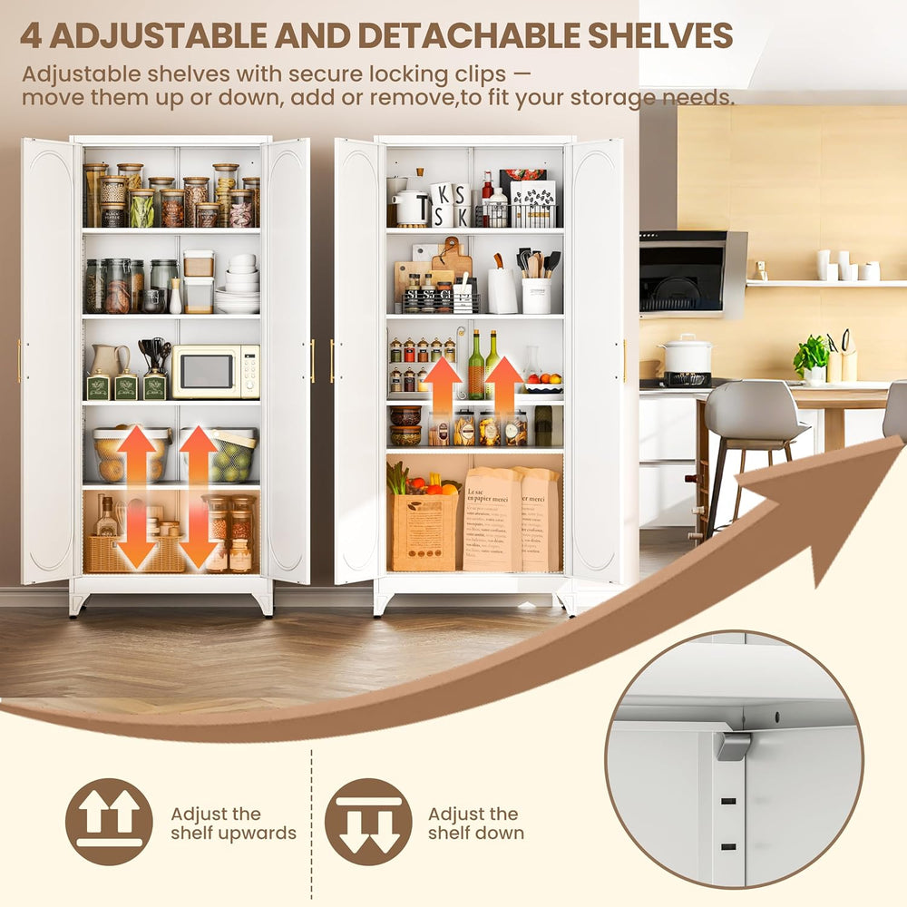 75"Kitchen Pantry Cabinet, Storage Cabinet with Doors and Shelves