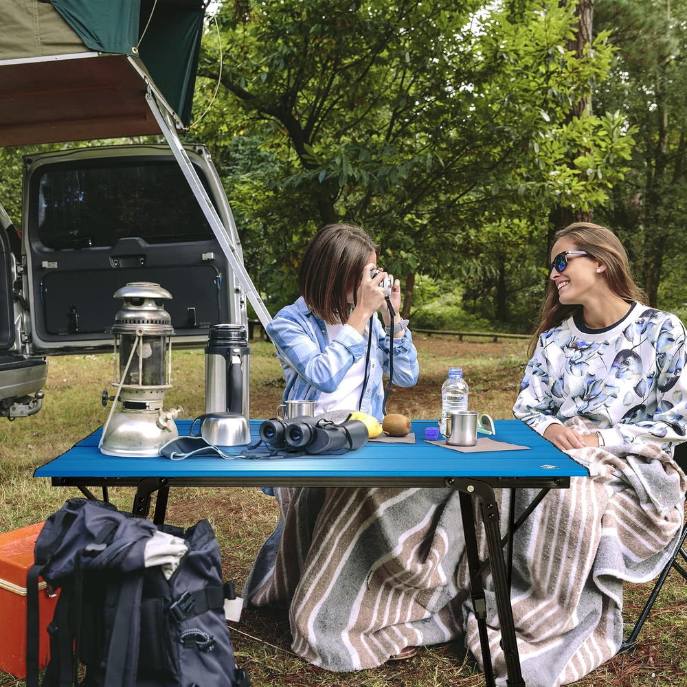 VILLEY Portable Camping Table with Adjustable Legs, Aluminum Folding Table