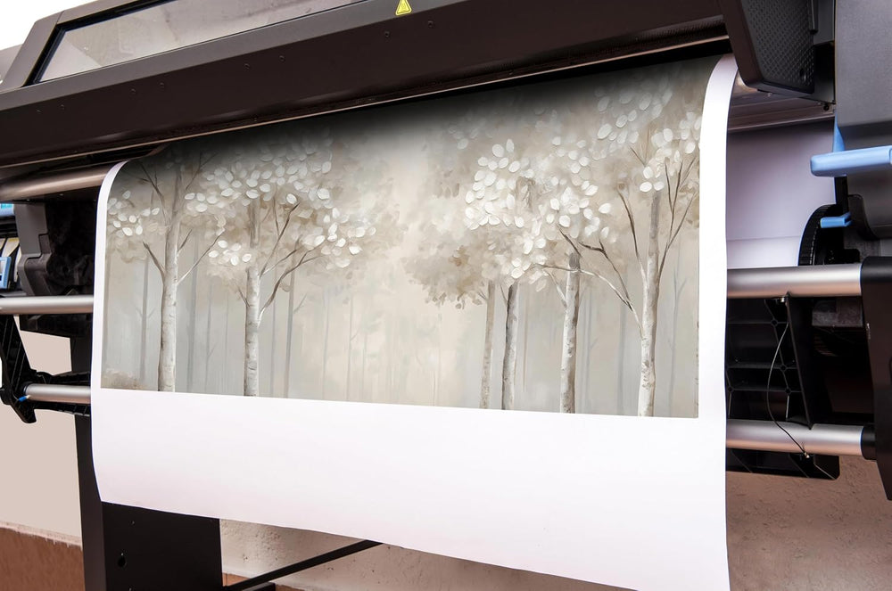 ANCXWOTER Large Forest Wall Art for Living Room Light Grayish-White Misty Bir...
