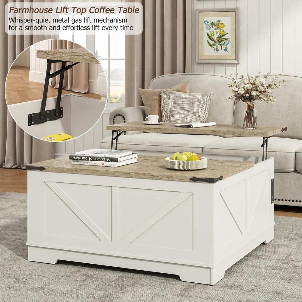 EAG 40" Large Lift Top Coffee Table with Storage, White
