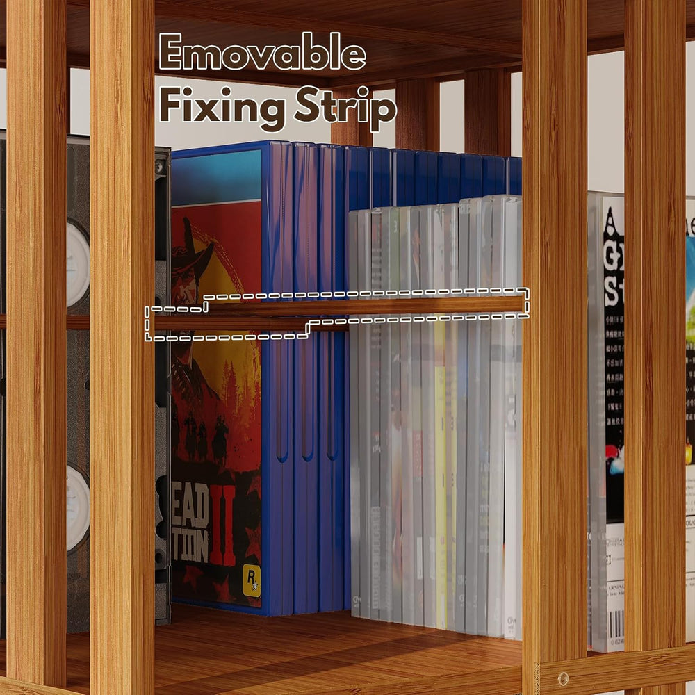 XIMN 360° Rotating Bamboo CD/DVD Shelf - 6-Tier Space-Saving Media Storage Ca...