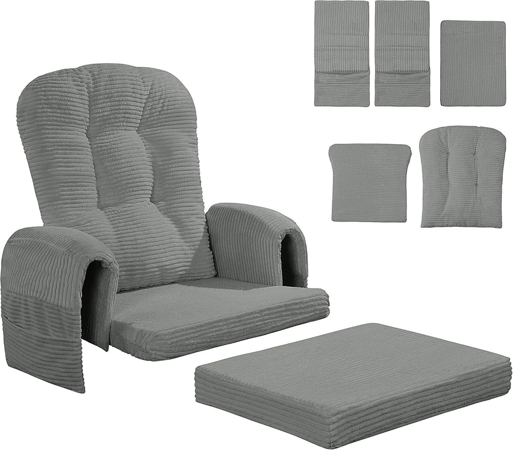 MABOZOO 5 PCS Corduroy Glider Rocker Replacement Cushions with Storage Side P...