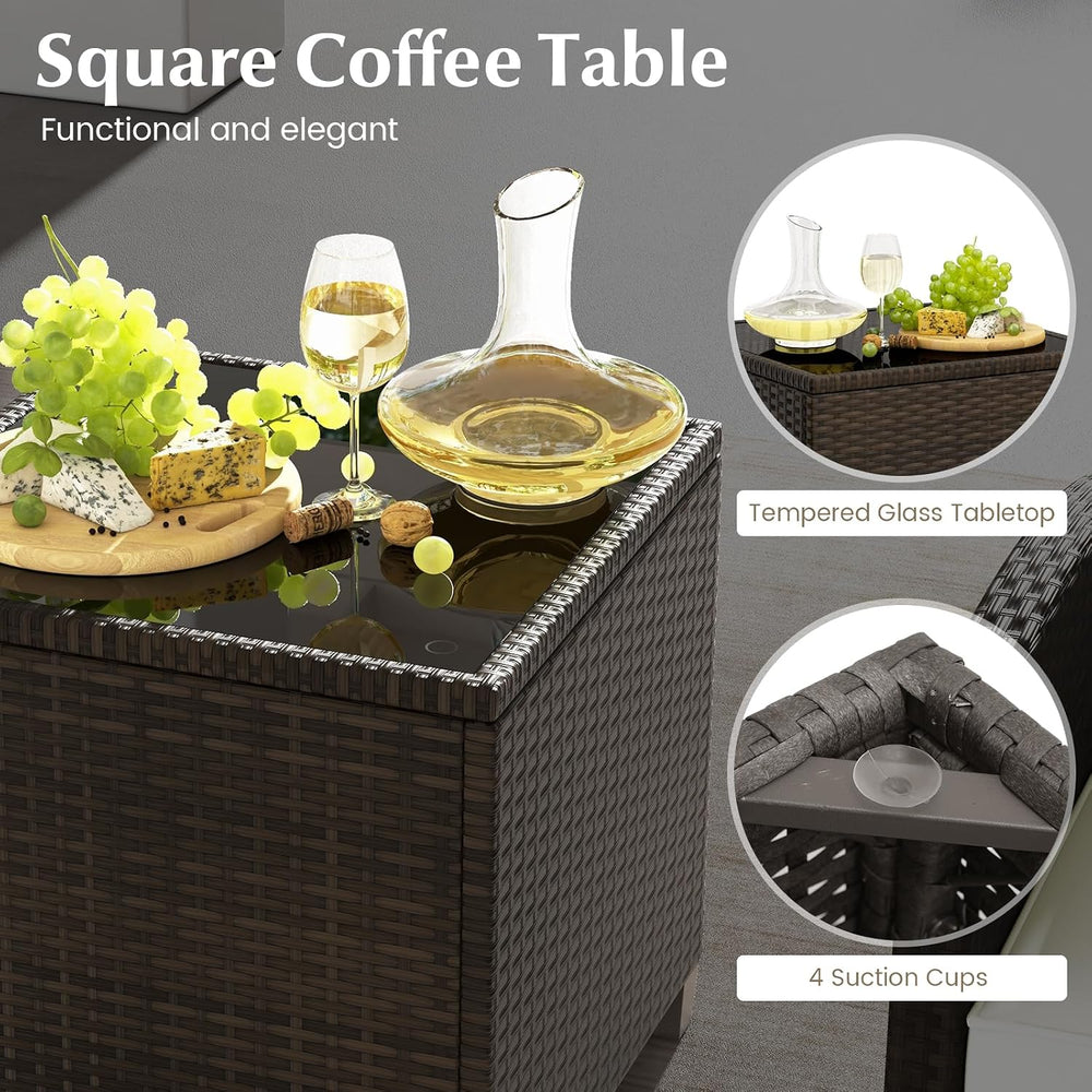 Tangkula 5 Pieces Patio Conversation Set, PE Wicker Outdoor Furniture Set wit...