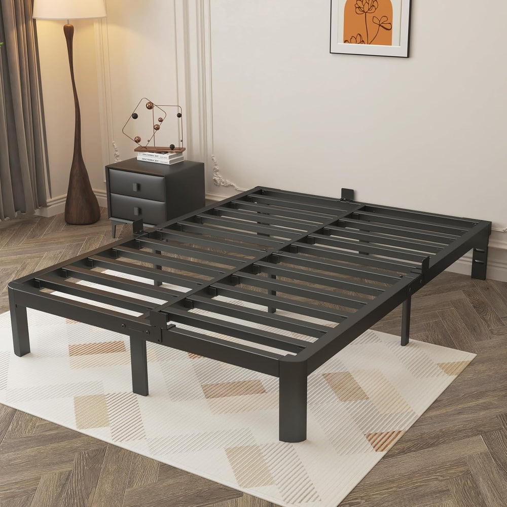 10 Inch King Bed Frame with Metal Gasket, Black Platform Bed Base