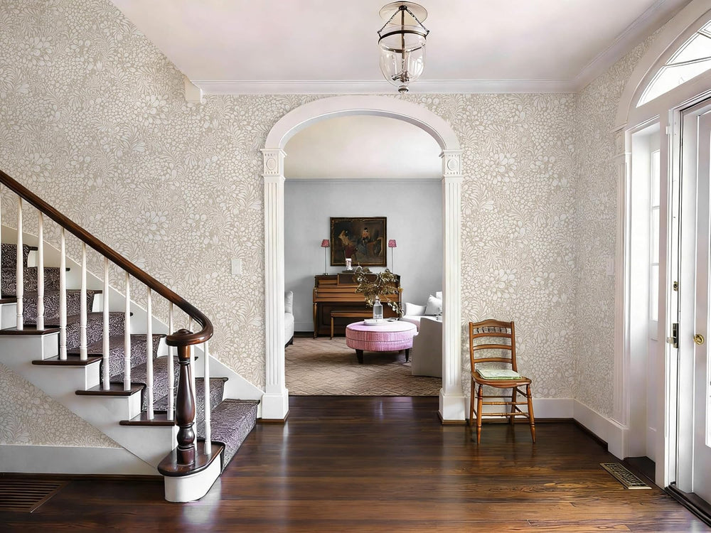 Heroad Peel and Stick Wallpaper Boho Beige Contact Paper Floral Wall Paper Re...