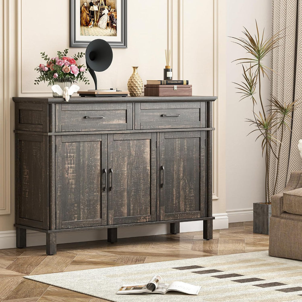 ONBRILL 48 Inch Buffet Cabinet with Storage, Rustic Brown