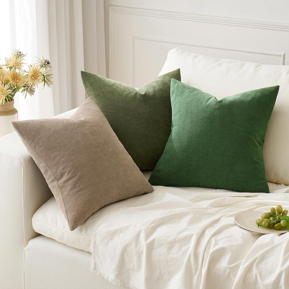 MIULEE Moss Green Chenille Couch Euro Throw Pillow Covers, 26x26