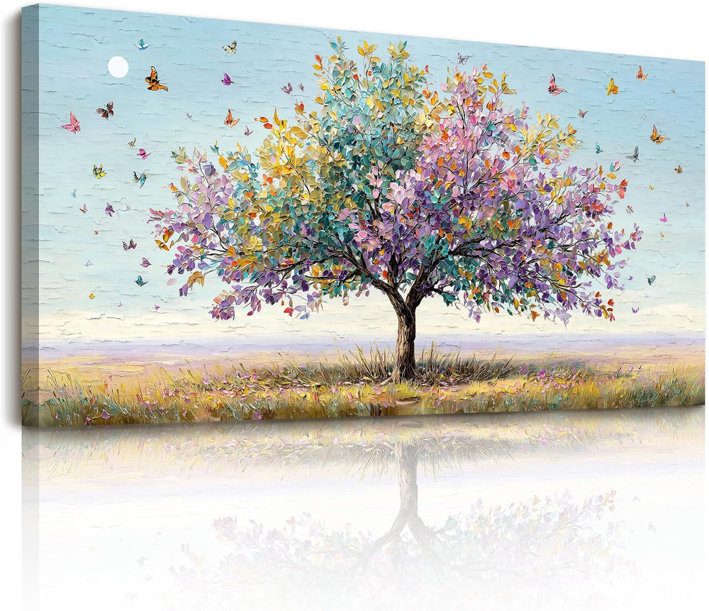 SERIMINO Butterfly Tree of Life Wall Art, Landscape Art Prints 20"x40"