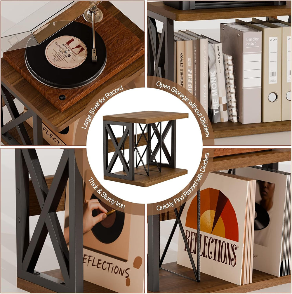 Stackable Record Holder,80-100 Lps Vinyl Records Storage with Shelf