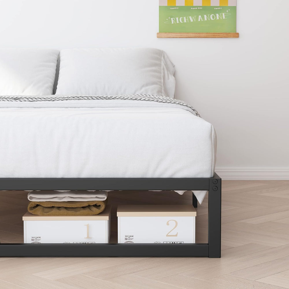 Richwanone 8 Inch Twin Bed Frames Heavy Duty Metal Platform Bed, Black