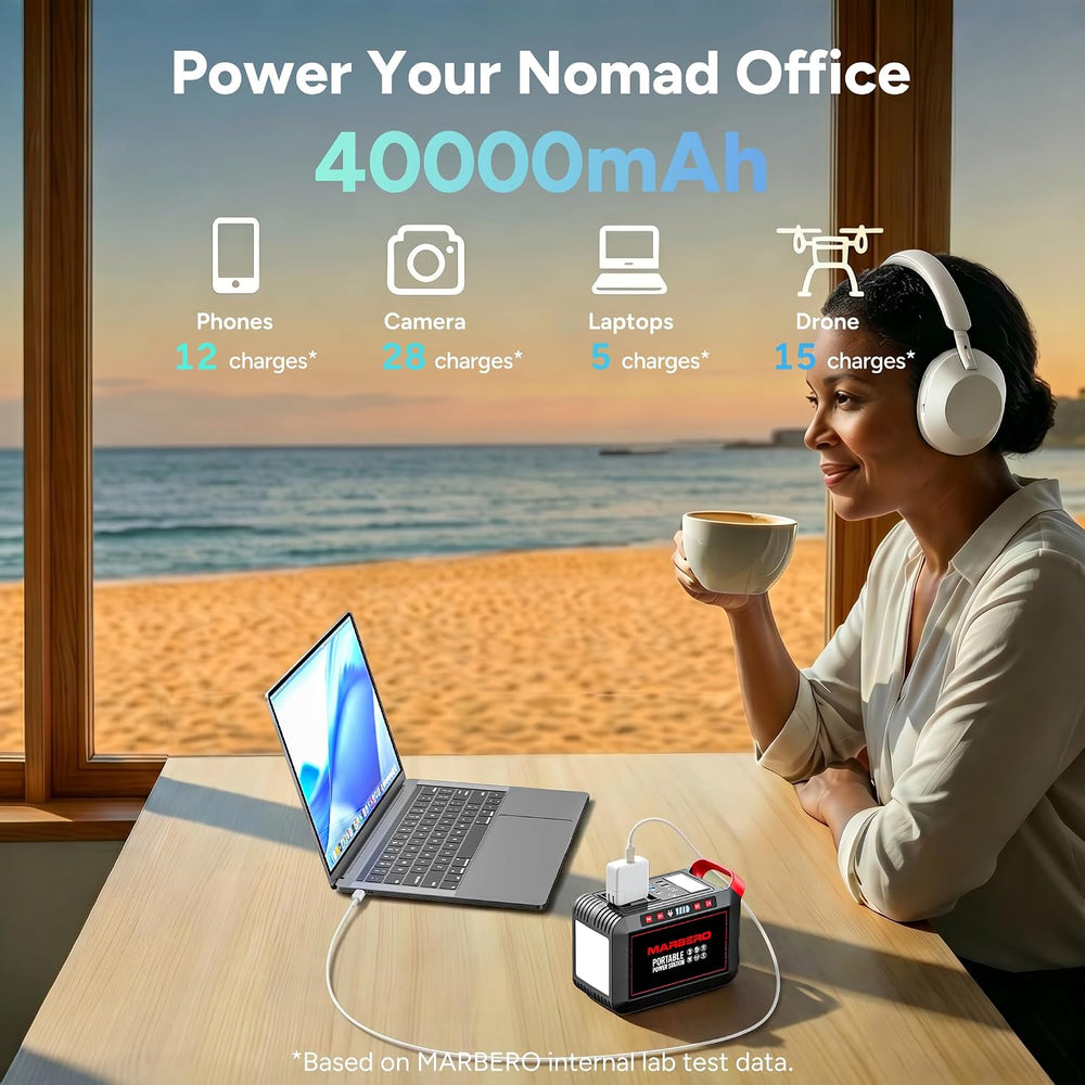 MARBERO 200W Portable Power Station 148Wh Camping Solar Generator Laptop Powe...