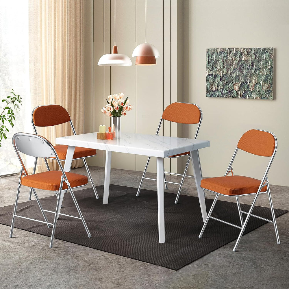 VINGLI Folding Chairs with Padded Seat & Backrest, Metal Frame, Durable C...