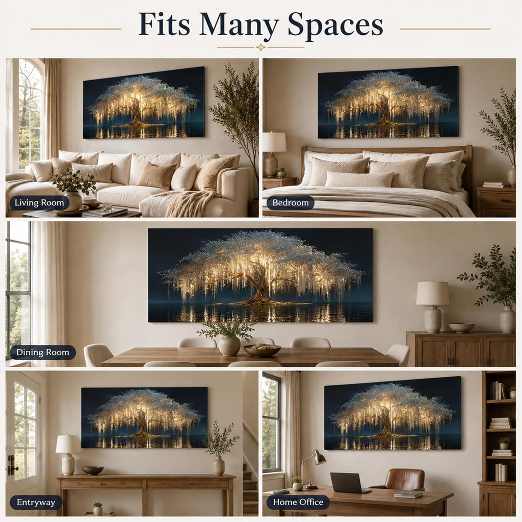 MBFKVFE Large Tree of Life Canvas Wall Art, 24x48 Inch