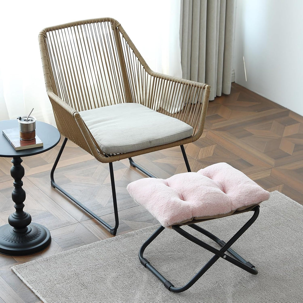 LITA Folding Ottoman, Upholstered Folding Foot Rest Stool for Living Room