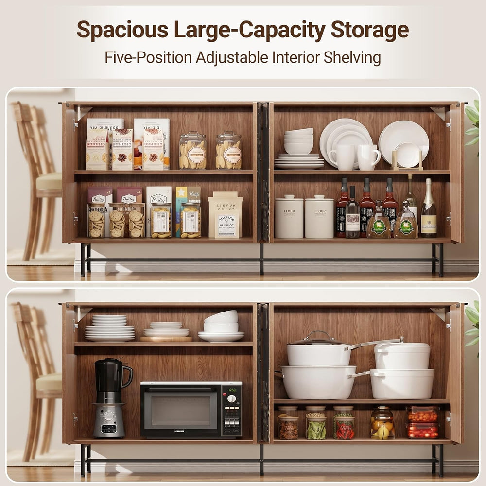Mericonia Sideboard Buffet Cabinet Storage, Modern Console Fluted Credenza