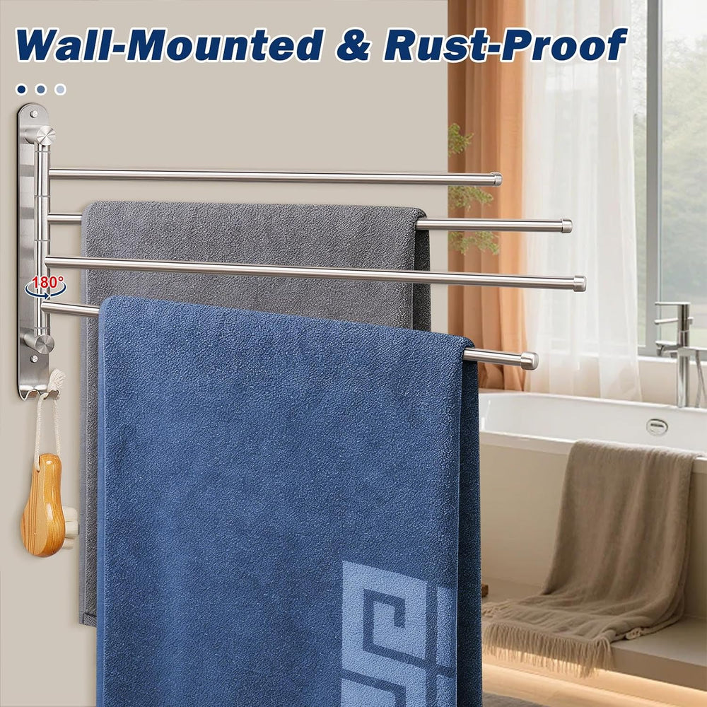 NearMoon Swivel Towel Rack, 19.5" Thicken 304 Stainless Steel 4-Arm Towe...