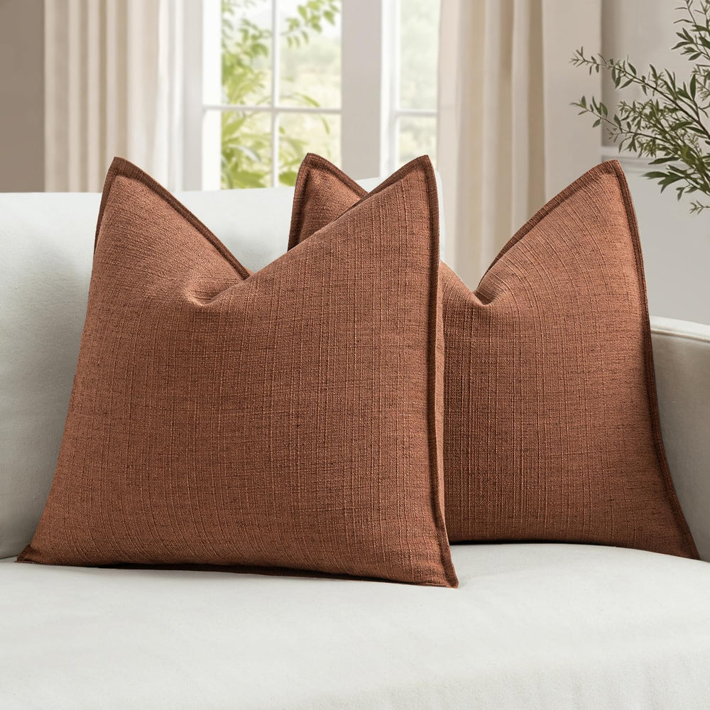 MIULEE Thick Textured Rust Decorative Fall Throw Pillow Covers 22x22 Inch