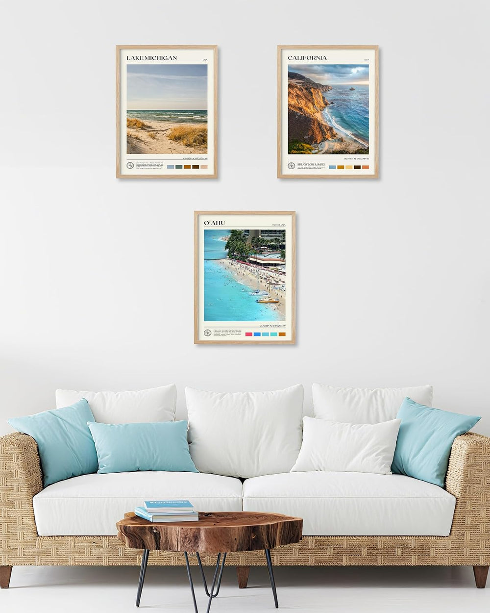 HesenDot 12x16IN Oahu Hawaii Framed Wall Art Tropical Beach Canvas, 1Pack
