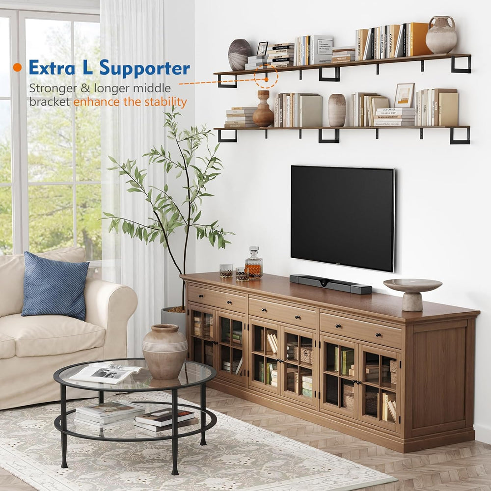 Harwaya Large Floating Shelves for Wall 48 Inches Long Set of 3, Rustic Wood ...