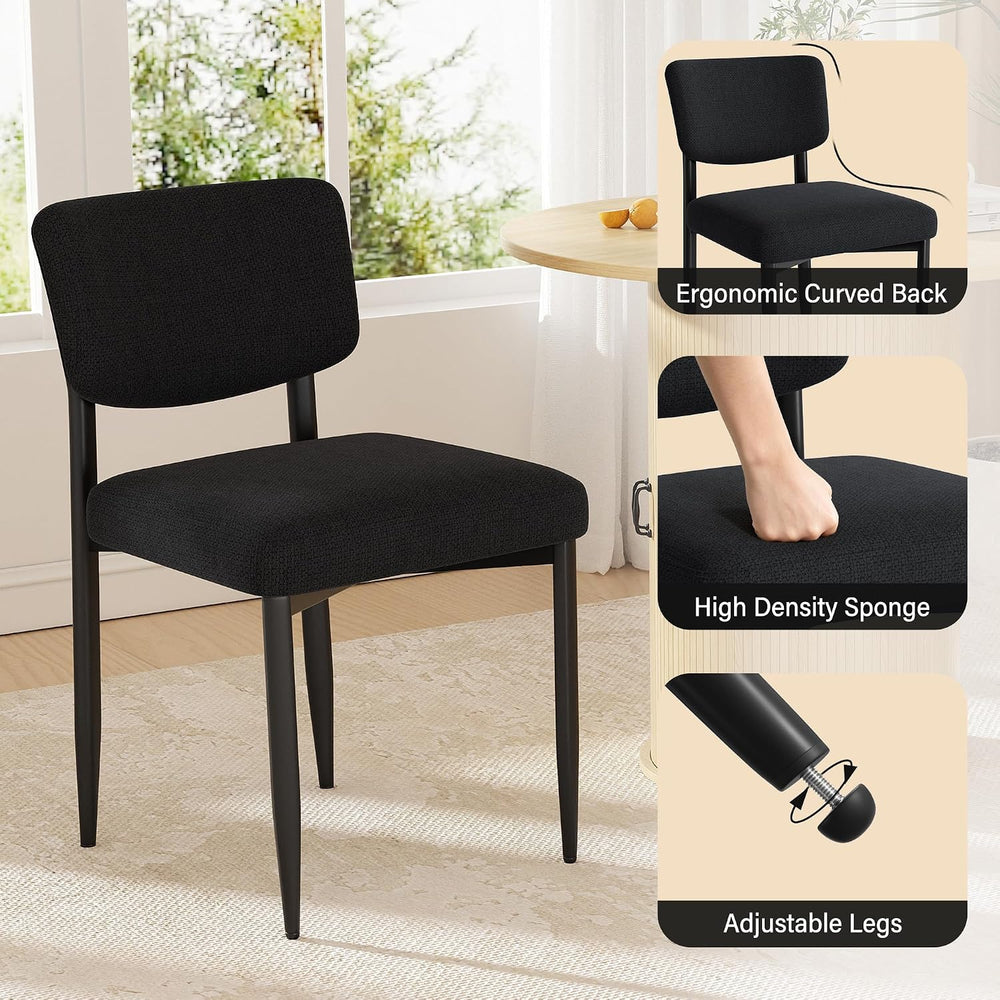 Modern Dining Chairs Set of 6, Fabric Kitchen Chairs,Black