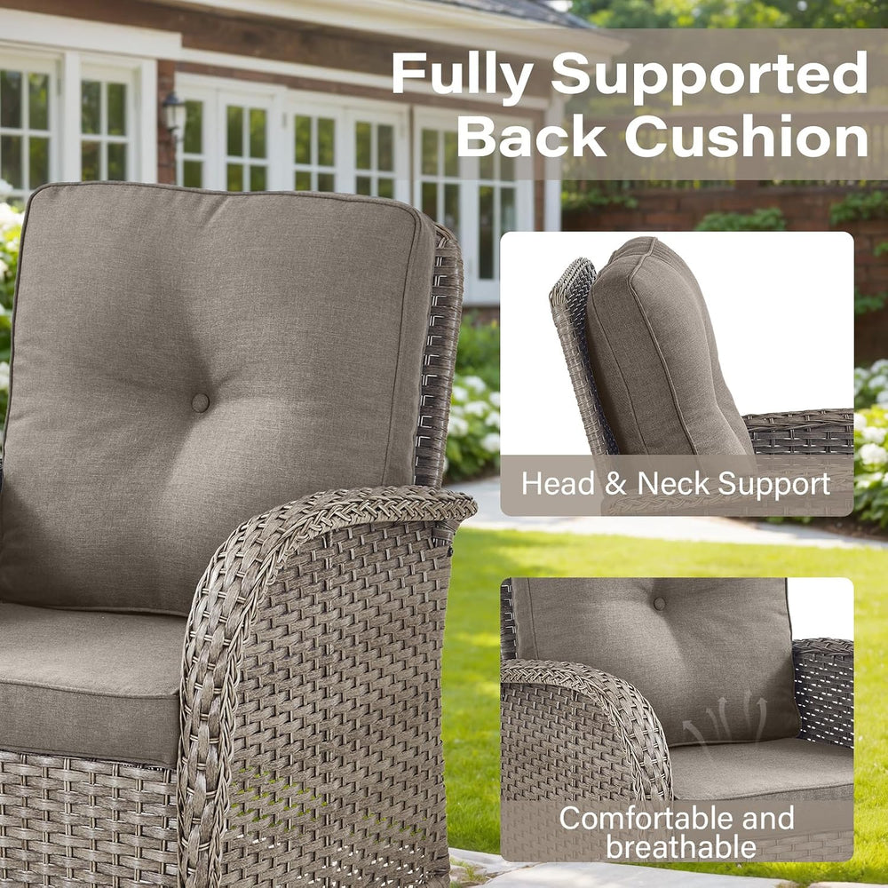 Belord 7 Piece Wicker Patio Furniture Set with 30" Fire Pit Table - Outd...