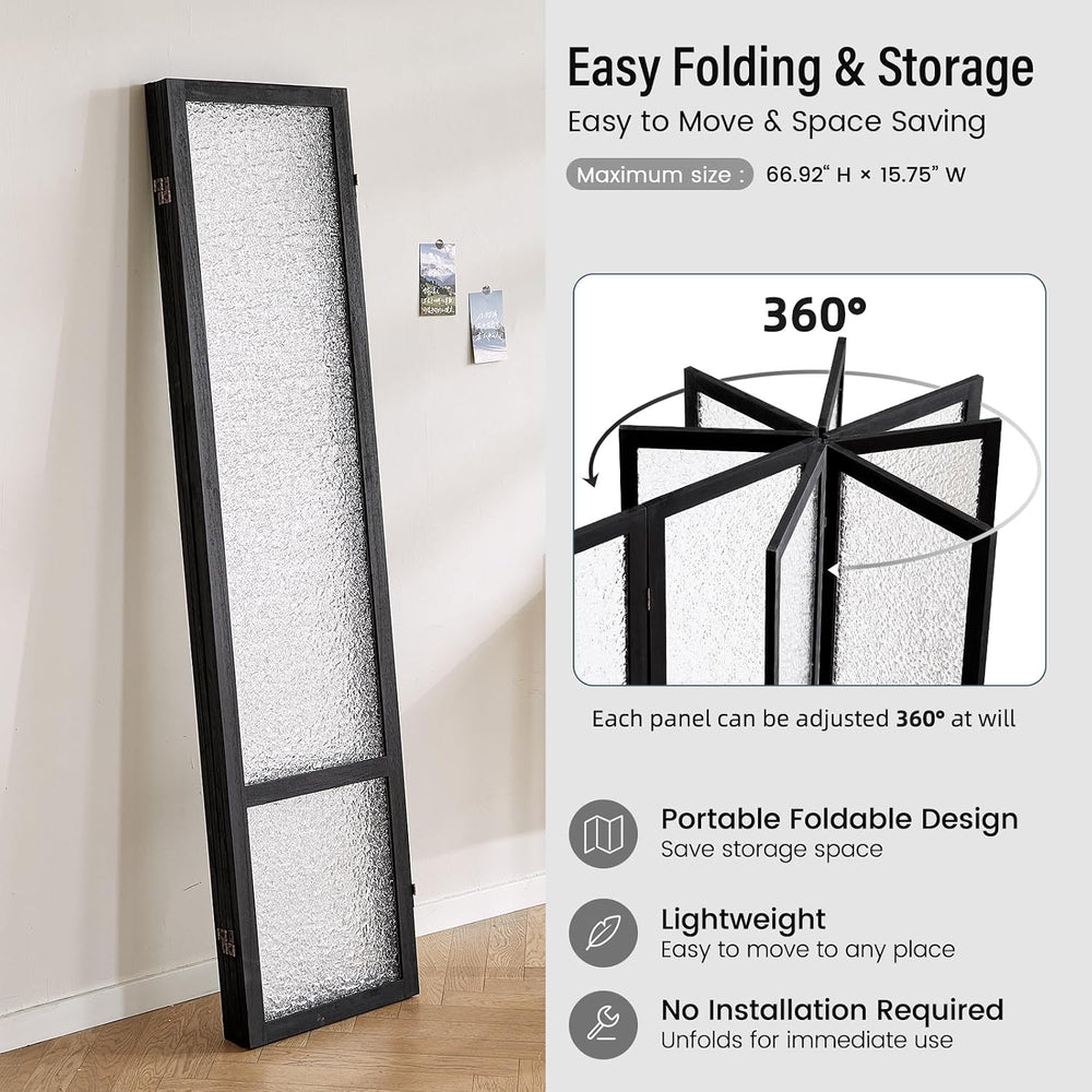 Acrylic Room Divider 4 Panel 67" Tall Folding Privacy Screen