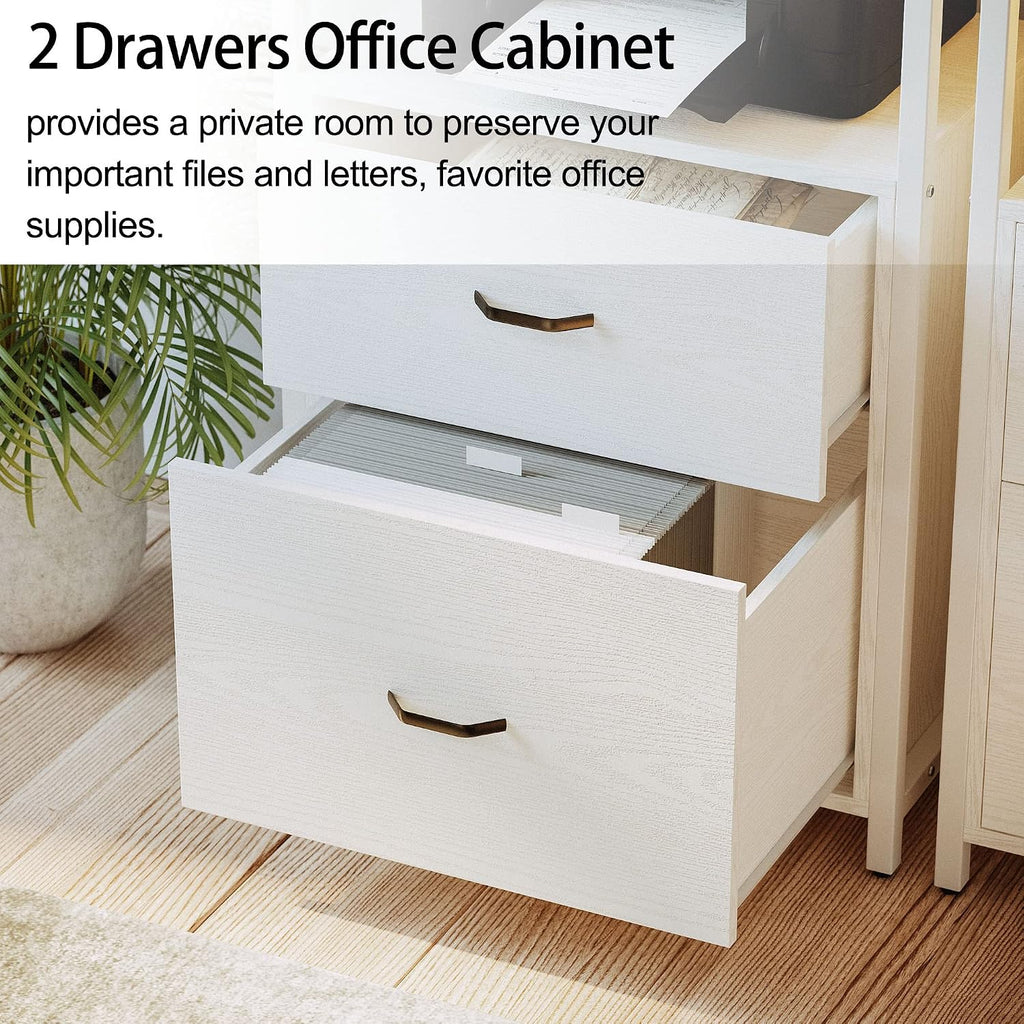 ironck industrial bookcase with file cabinet drawers, white, package contents