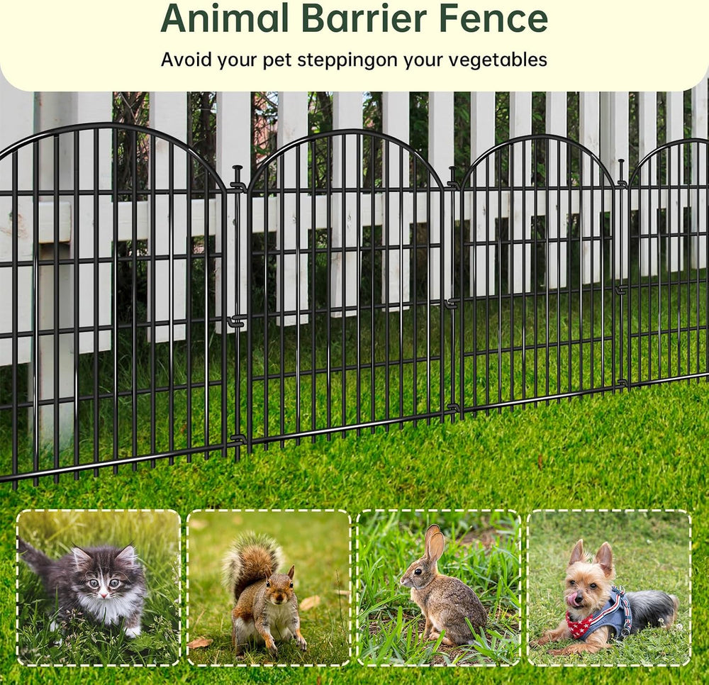 20 Panels No Dig Decorative Garden Fence, 33in(H) x 44ft(L) Animal Barrier, R...