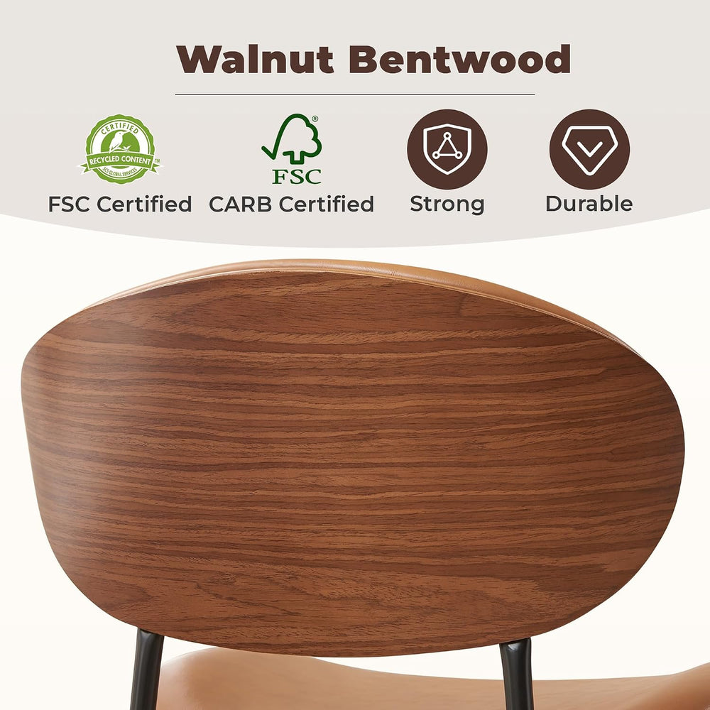 BedsPick Mid-Century Modern Dining Chairs Set of 4, PU Leather Upholstered Di...