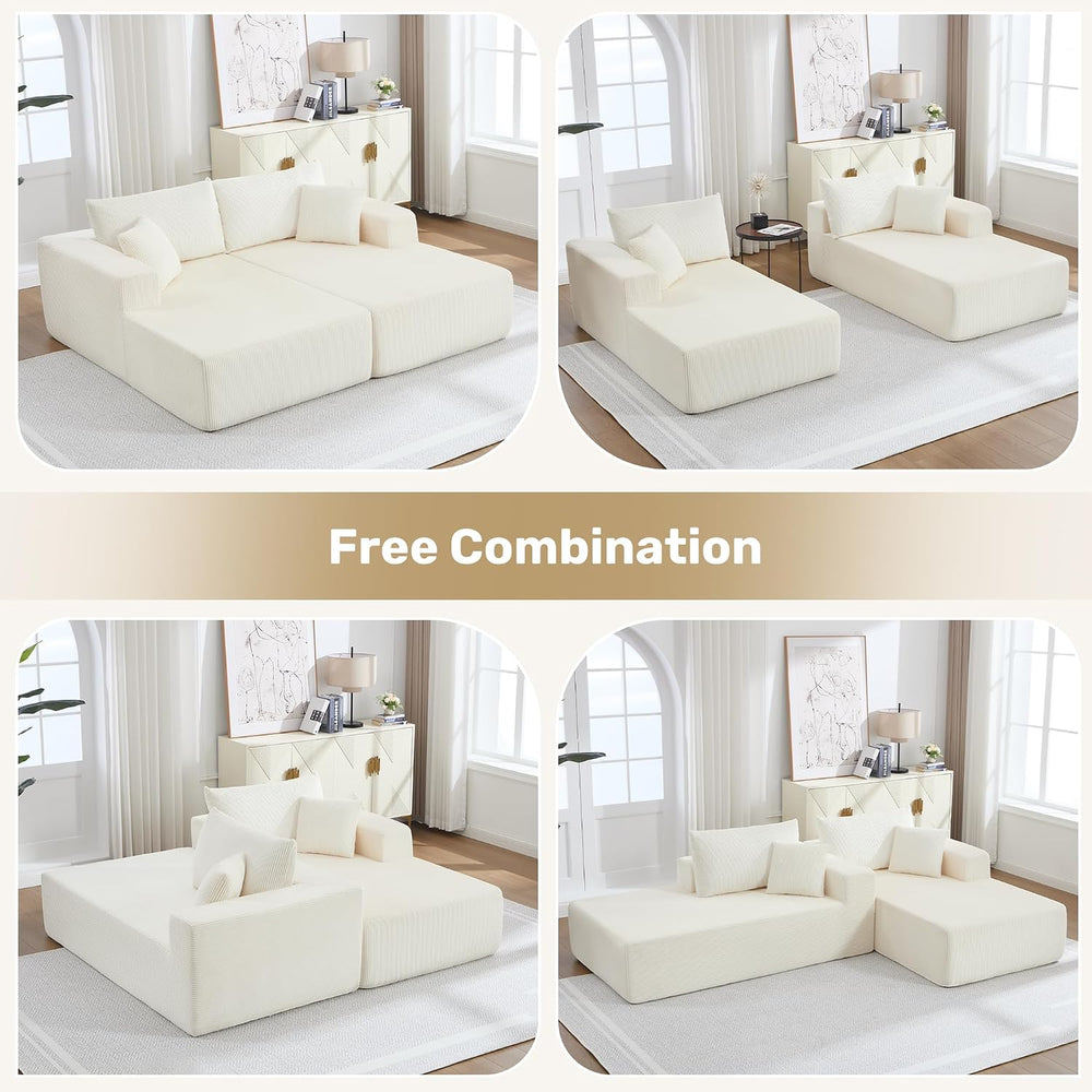 81" Oversized Chaise Lounge Chair Indoor,Boneless Sectional Double Chais...