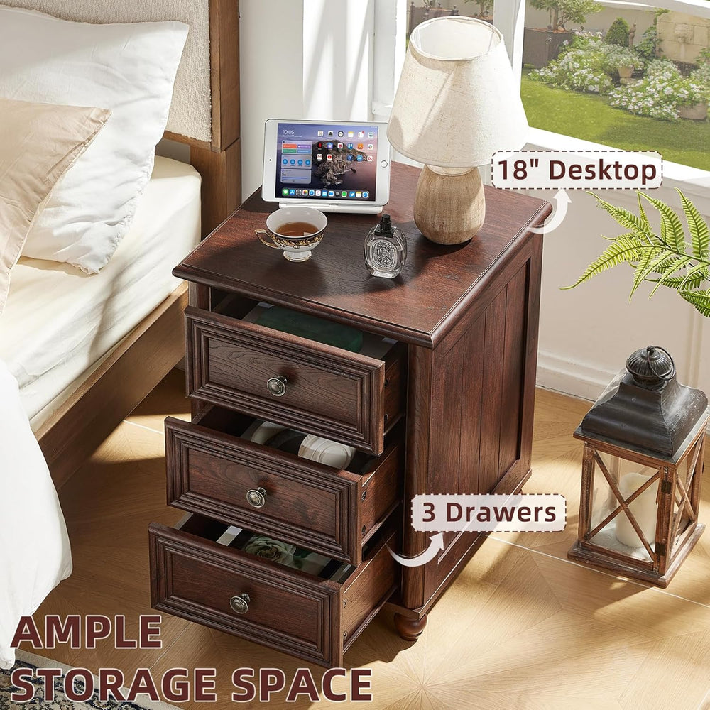 RWYHG 18" Night Stand Set 2, Nightstand with 3 Drawers