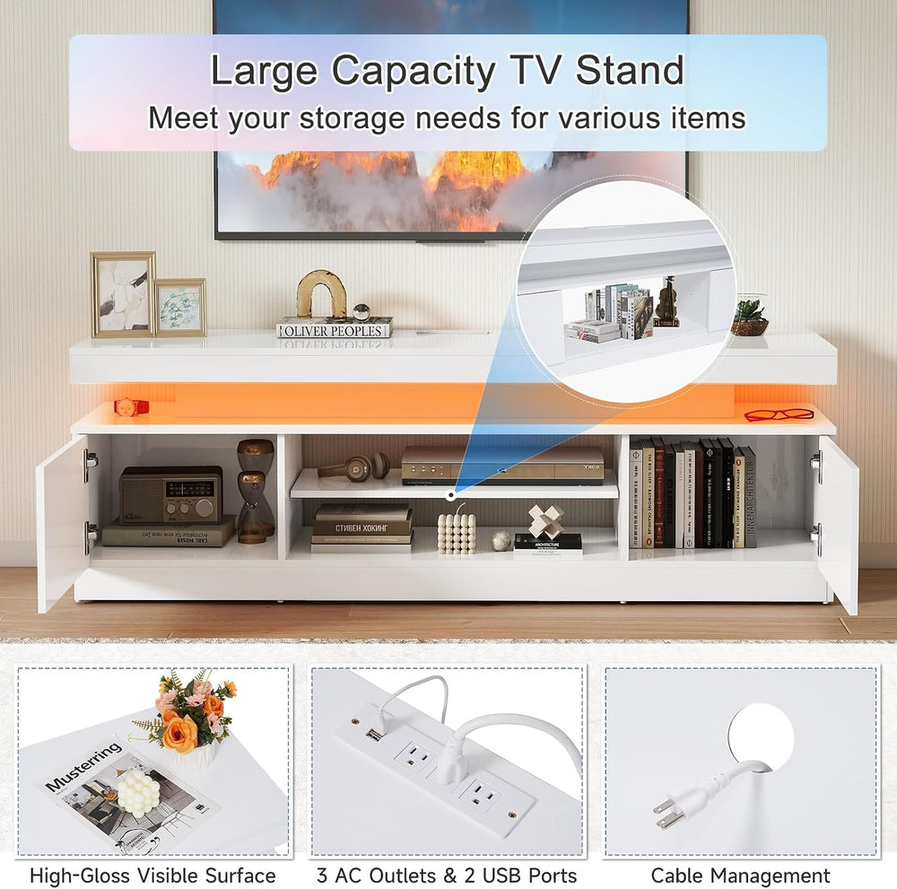 Verano Garden 2-Piece LED High Gloss Living Room Table Set with Storage