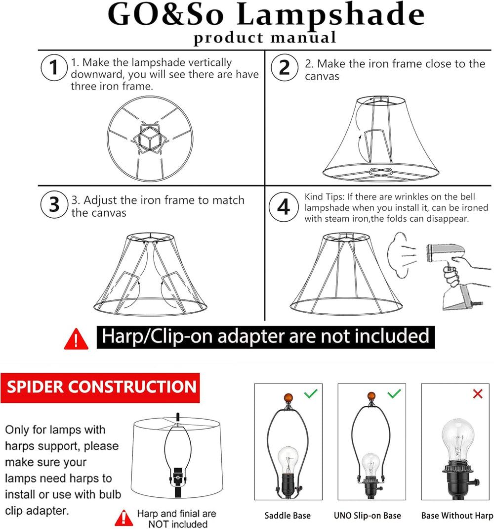 GO&SO Drum Lamp Shades Set of 2,12"x14"x10" Medium Lampsha...