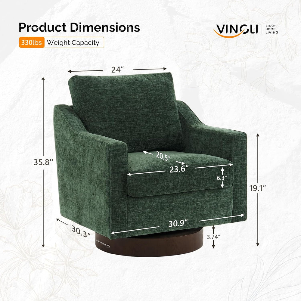 VINGLI Mid-Century Modern Swivel Accent Chair, 360°Upholstered Armchair, Home...