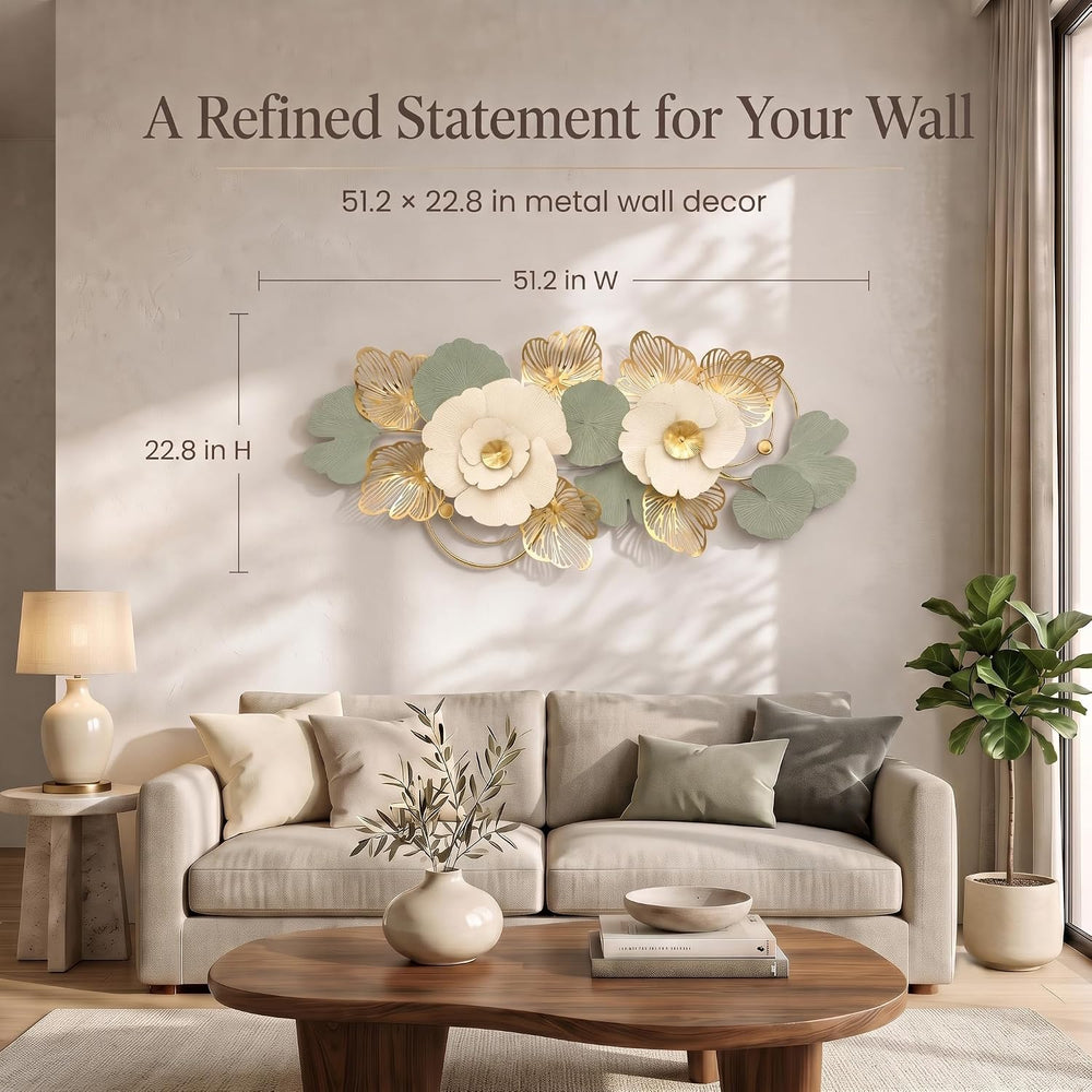 Axioglo Large 3D Metal Wall Decor,Flower Wall Art for Living Room
