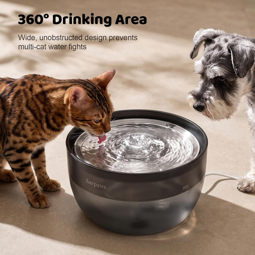 SARPAWS Cat Water Fountain Stainless Steel, 101oz/3L Automatic Pet Water Disp...