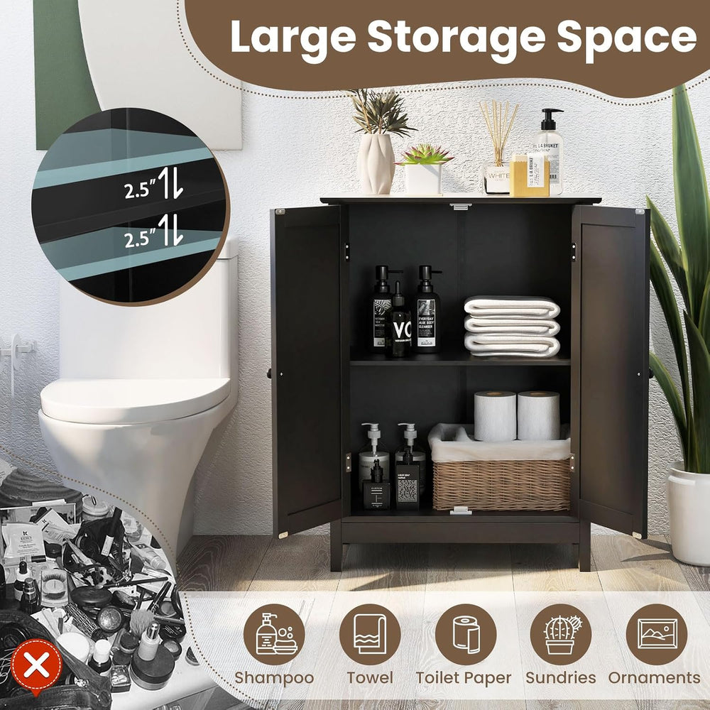 COSTWAY Bathroom Storage Cabinet, Freestanding Bathroom Organizers (Black)