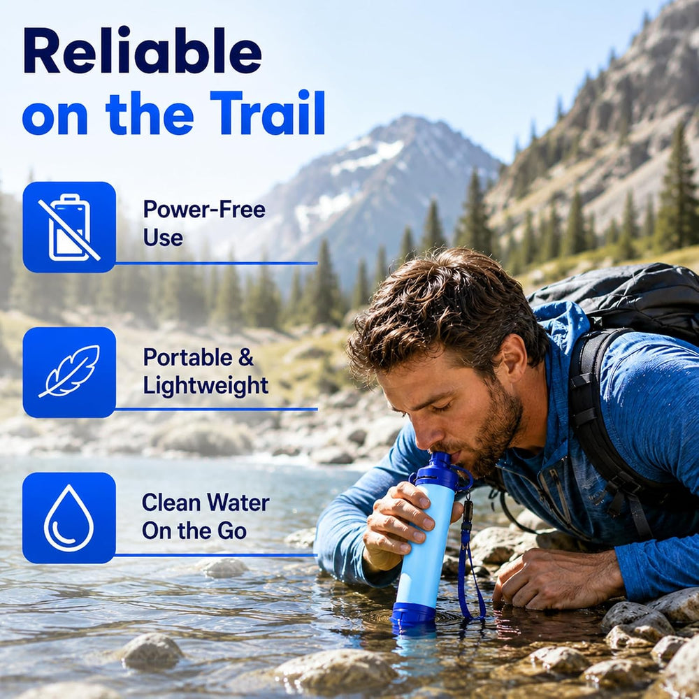 Emergency Water Filter Straw, Portable, Lightweight, for Hiking, Camping, Tra...