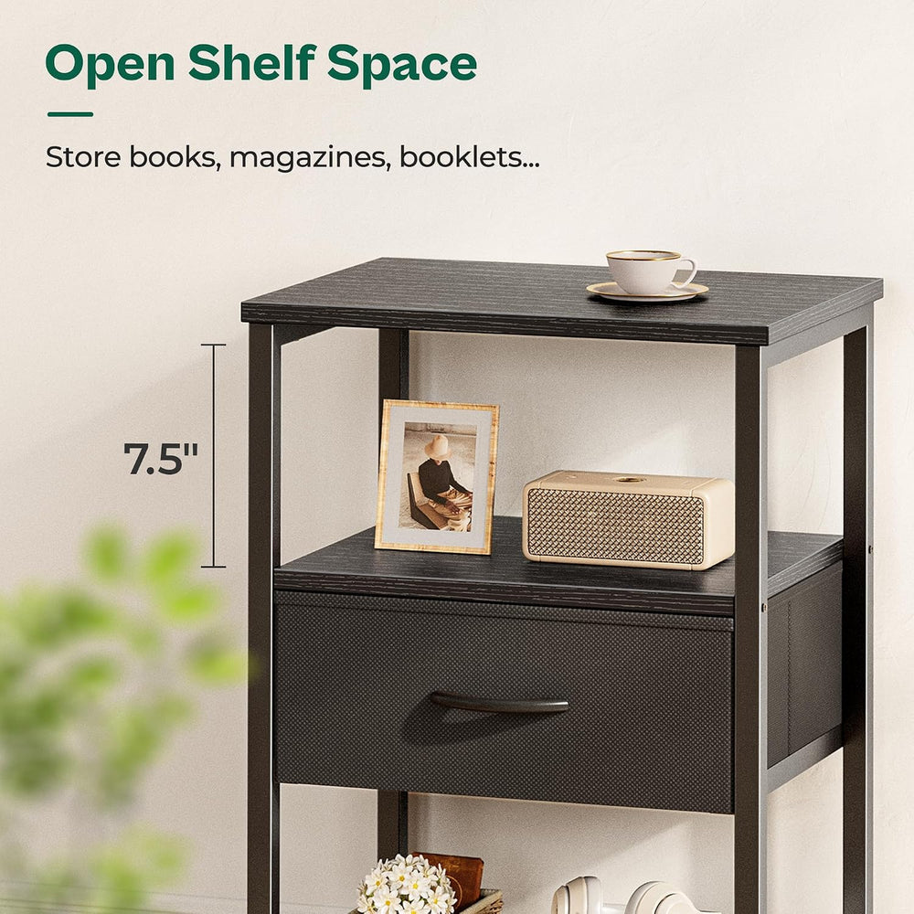 Huuger Nightstand Set of 2, Night Stand with Fabric Drawer, Mesh Shelf
